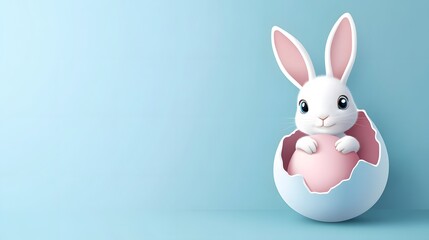 Obraz premium Eggshell Bunny Rabbit Creative Copy Space Easter Holiday Decoration