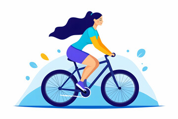 Fototapeta premium Woman cycling outdoors, enjoying a healthy and active lifestyle