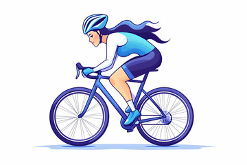 Obraz premium Woman cyclist in athletic wear riding road bike