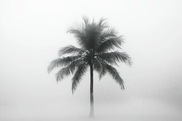 Solitary Palm in Misty Morning