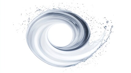 Swirling water vortex on white background, suitable for graphic design