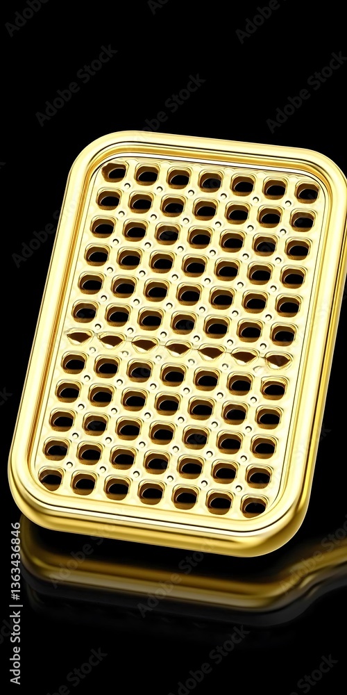 Aufkleber golden perforated platform in studio setting with reflective surface