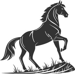 Horse running on meadow silhouette vector illustration with png