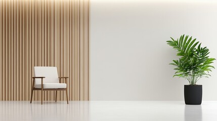 A modern living room showcases minimalist decor with plants