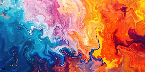 Vibrant Hand-Drawn Abstract Art Panorama – Colorful Painting with Dynamic Textures & Expressive Brushstrokes