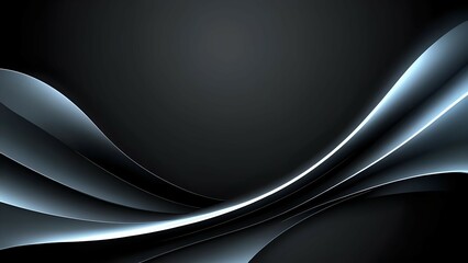 Obraz premium Abstract Dark Gray Blue Curves, Smooth Lines, Digital Art Background