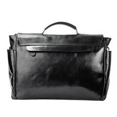 Glossy black leather bag isolated on white background, perfect for leather product catalog design
