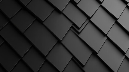 Fototapeta premium Black geometric shapes, overlapping pattern, abstract background, design texture