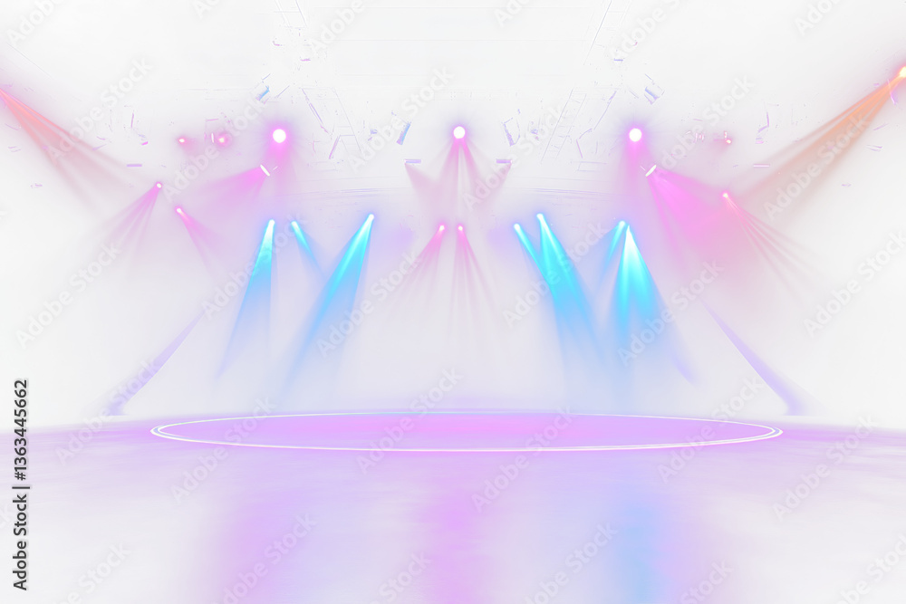 Poster empty stage with colorful lighting.