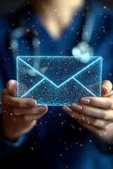 Doctor holds email, medical communication