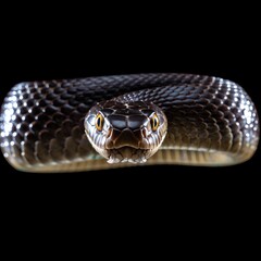 Obraz premium A close up of a snake on a black background