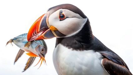Naklejka premium atlantic puffin or common puffin with chicks