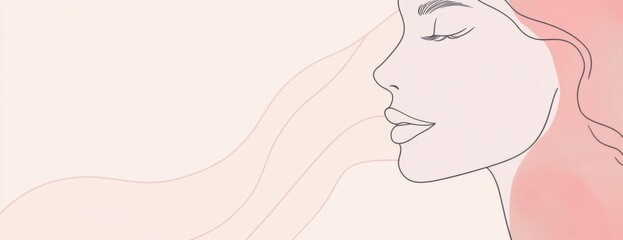  Abstract Female Form – Elegant Line Art on Pink & White Background