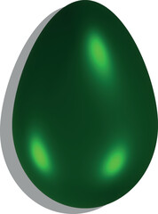 Glossy Easter egg in green with soft shadows and highlights. 3D illustration