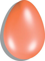 Glossy Easter egg in peach with soft shadows and highlights. 3D illustration