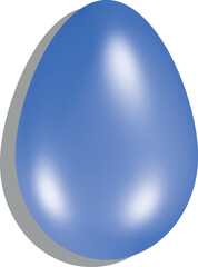 Glossy Easter egg in blue with soft shadows and highlights. 3D illustration