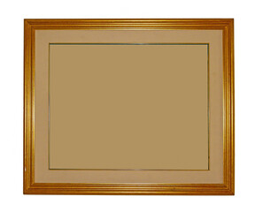 Blank empty classic style metal frame with gold border isolated on white