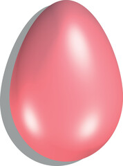 Glossy Easter egg in pink with soft shadows and highlights. 3D illustration