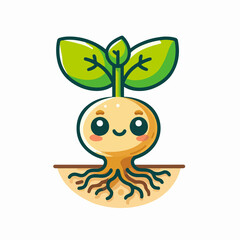 Cartoon root growing vegetables turnip