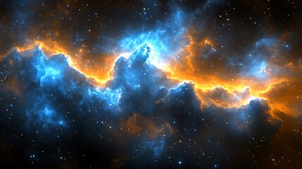Cosmic Nebula, Fiery Blue & Orange