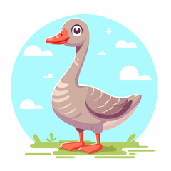 cartoon duck goose animal vector