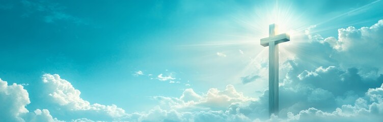 Serene sky with a glowing cross symbolizing hope and faith.