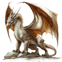 Vintage dragon illustration isolated on transparent png background. cutout, clipping path.
