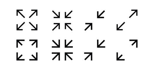 Fullscreen vector Icon with Arrows. Expand Maximize and minimize signs for Screen