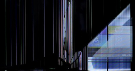 Screen of a broken TV matrix. Background of a cracked monitor display matrix. - Powered by Adobe