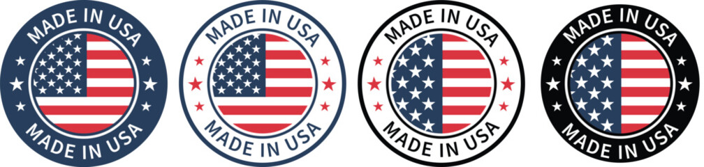 Made in usa stamp. Made in the usa labels, made in the usa logo, usa flag, american product emblem vector. 