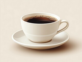 Coffee Cup on Saucer, Beige Background