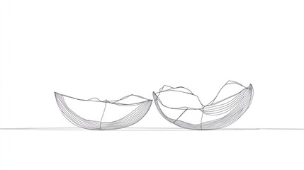 Abstract Wire Vessels on White Surface
