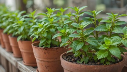 Obraz premium mint plant in pots