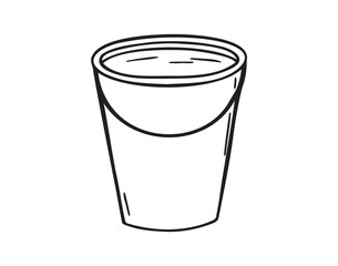 bucket doodle hand drawn icon. Outline drawing metal or plastic bucket line clipart symbol