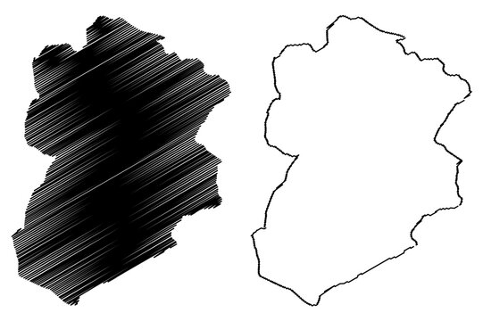 Kasserine Governorate (Governorates of Tunisia, Republic of Tunisia) map vector illustration, scribble sketch Kasserine map