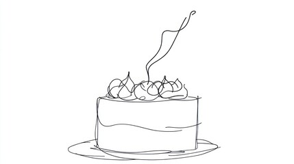 Single Line Art Birthday Cake