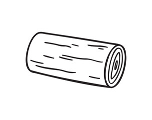 one single wood log doodle hand drawn icon. Outline drawing log line clipart symbol