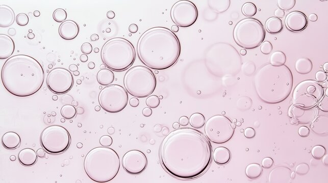 Gradient background featuring soft pink bubbles creating whimsical abstract pattern. Versatile visual element for cosmetic design, skincare branding, elegant texture composition