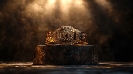 Luxurious Golden Sports Championship Belt in Dramatic Lighting