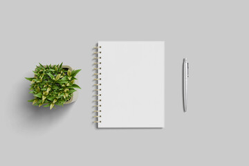 A4 Paper Notebook mockup for planner template, 3D Rendering