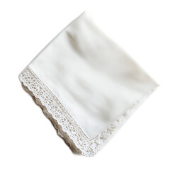Elegant White Handkerchief with Delicate Lace Trim Perfect for Weddings, Events, and Vintage Decor or as a Stylish Accessory for Men and Women