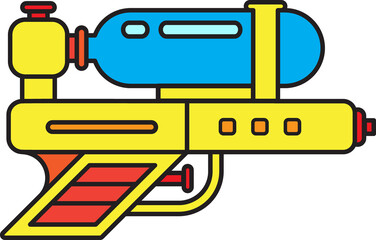 a colorful cartoon image of a water gun, perfect for summertime fun. Designed for the Thai Songkran Day, which is considered the Thai New Year.
