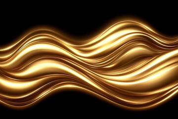 Obraz premium Golden luminous waves flow on a contrasting dark background texture
