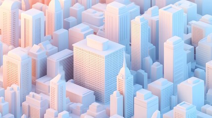 Pastel Cityscape Modern Architectural Design of a Miniature City