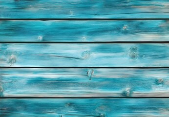 Obraz premium Vibrant turquoise wooden planks with natural texture and grain patterns.