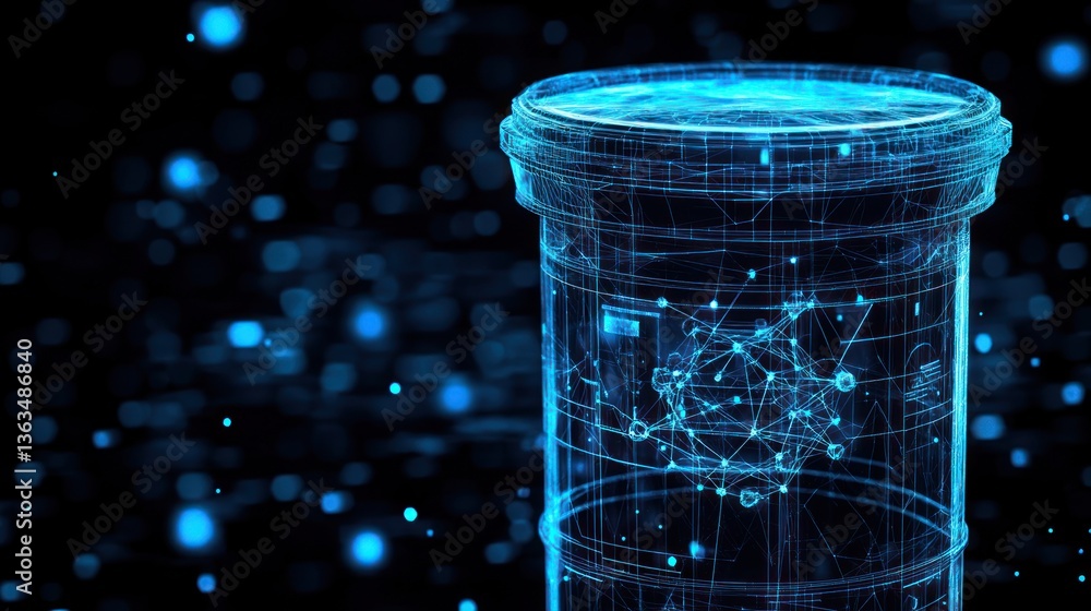 Poster abstract container with digital network