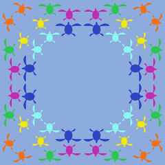 Stylized colored turtle. Hand drawn.
