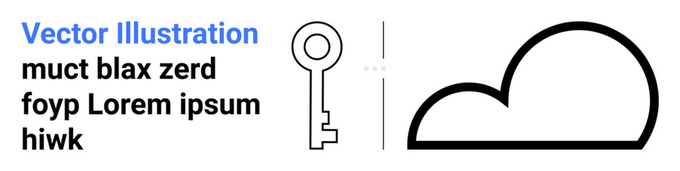 Simple key design paired with a cloud symbol, suggesting cloud-based access, security, or data storage. Ideal for cybersecurity, cloud services, user authentication, data protection, software apps