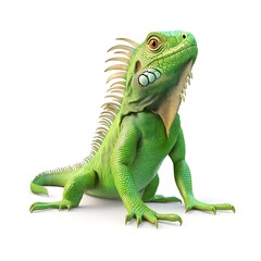 Obraz premium Green Iguana Lizard Reptile Sitting Posing Wildlife Animal