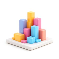 Colorful 3D Bar Chart Blocks Data Business Growth Statistics Presentation